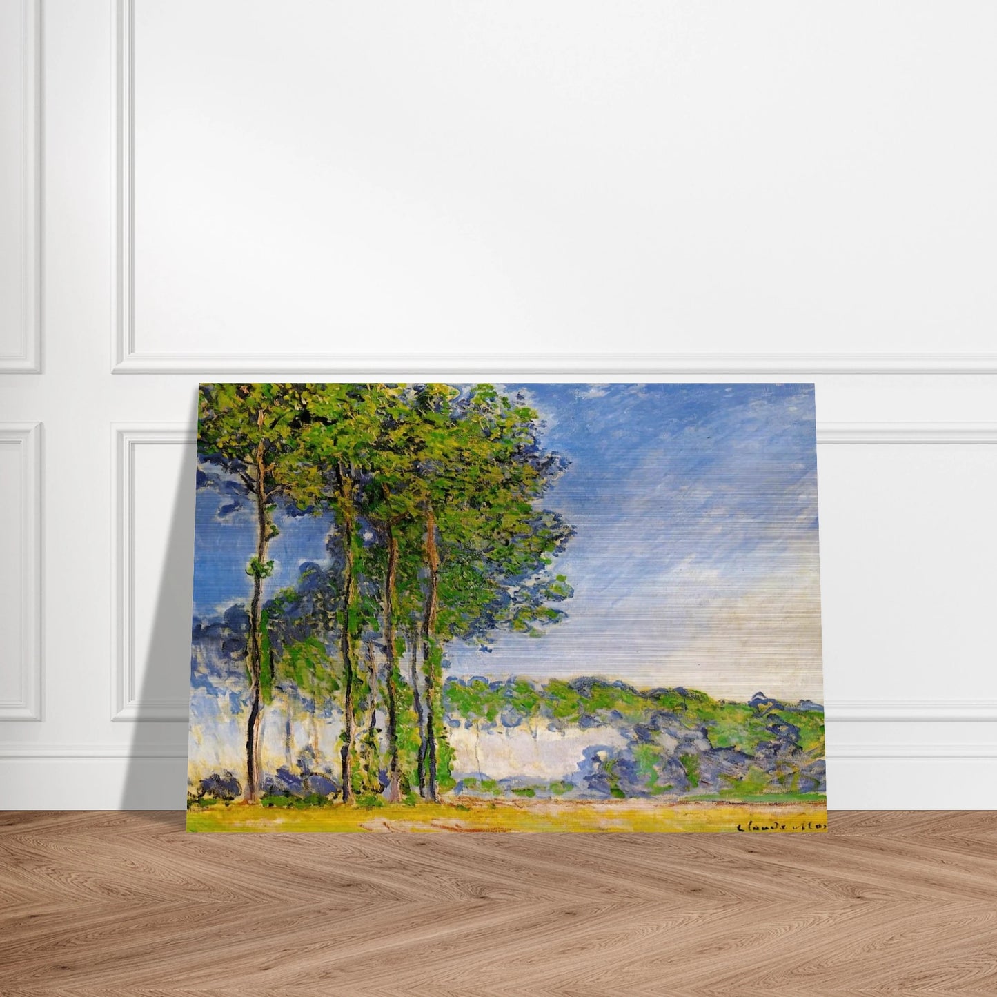 Poplars, View from the Marsh - claude monet Brushed Aluminum Print - 70x100 cm / 28x40 inches | claude monet Aluminum Print | claude monet Prints