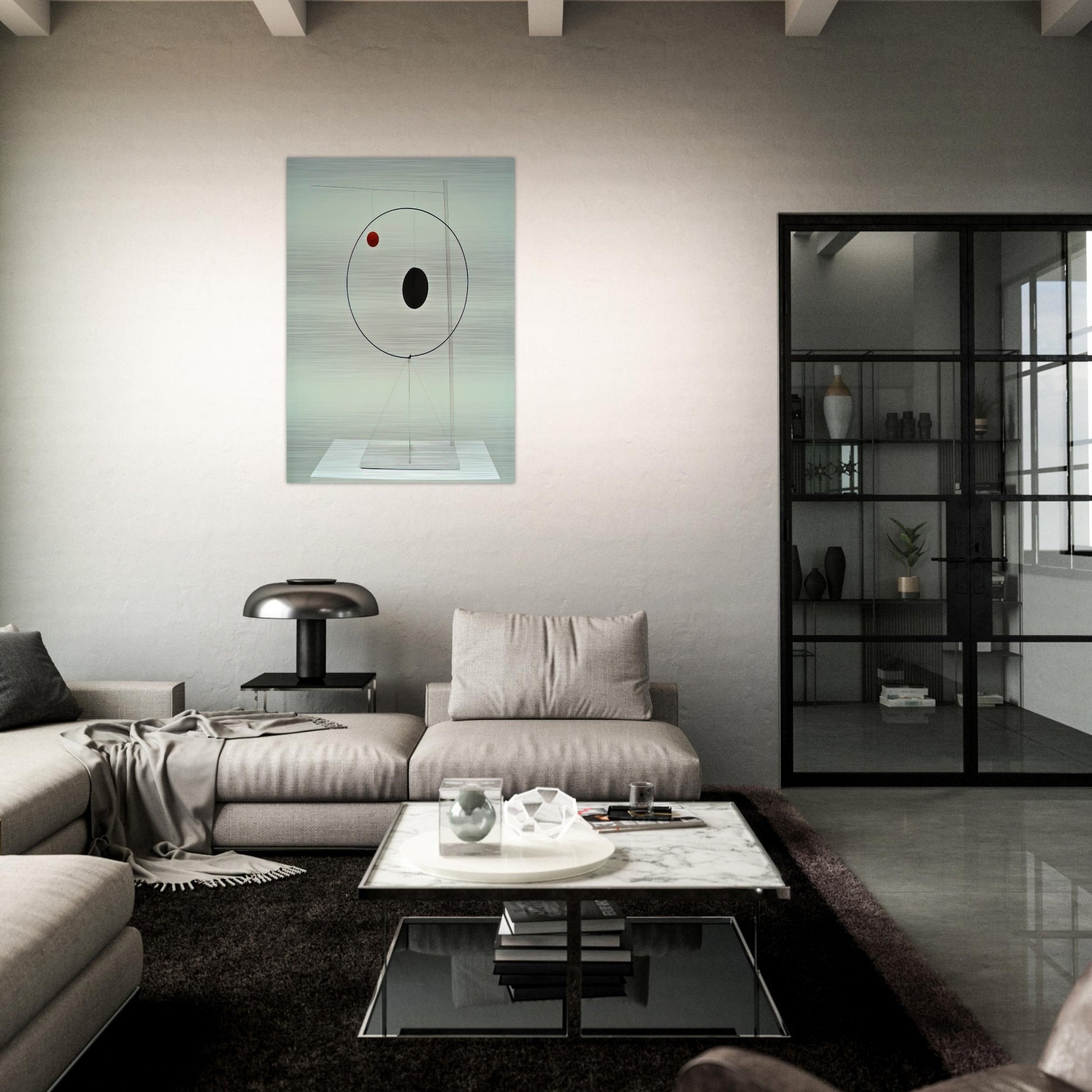 OBJECT WITH RED BALL 1931 - Alexander Calder Brushed Aluminum Print - 70x100 cm / 28x40 inches | Alexander Calder Aluminum Print | Alexander Calder Prints