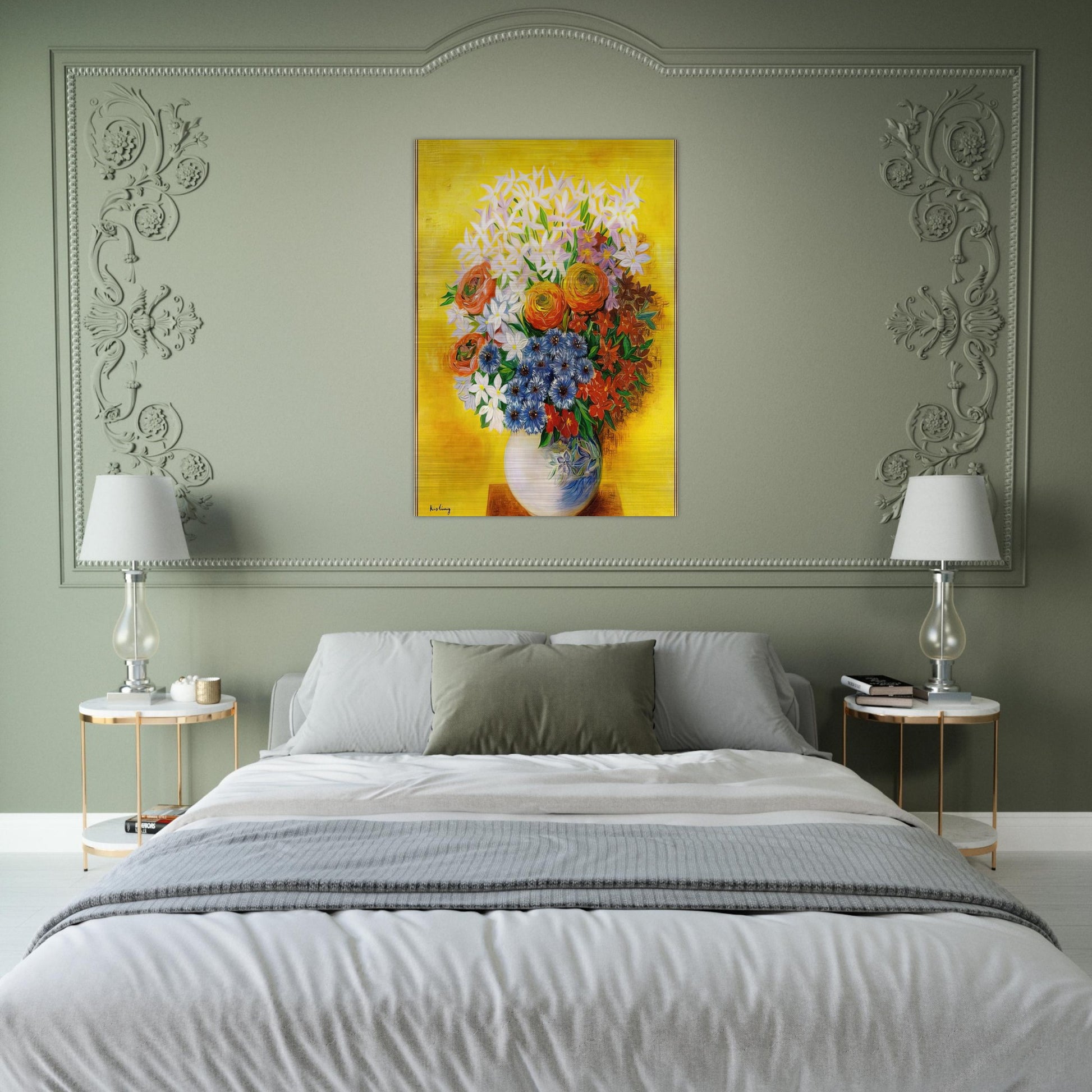 BOUQUET OF VARIOUS FLOWERS - Moise Kisling Brushed Aluminum Print - 70x100 cm / 28x40 inches | Moise Kisling Aluminum Print | Moise Kisling Prints