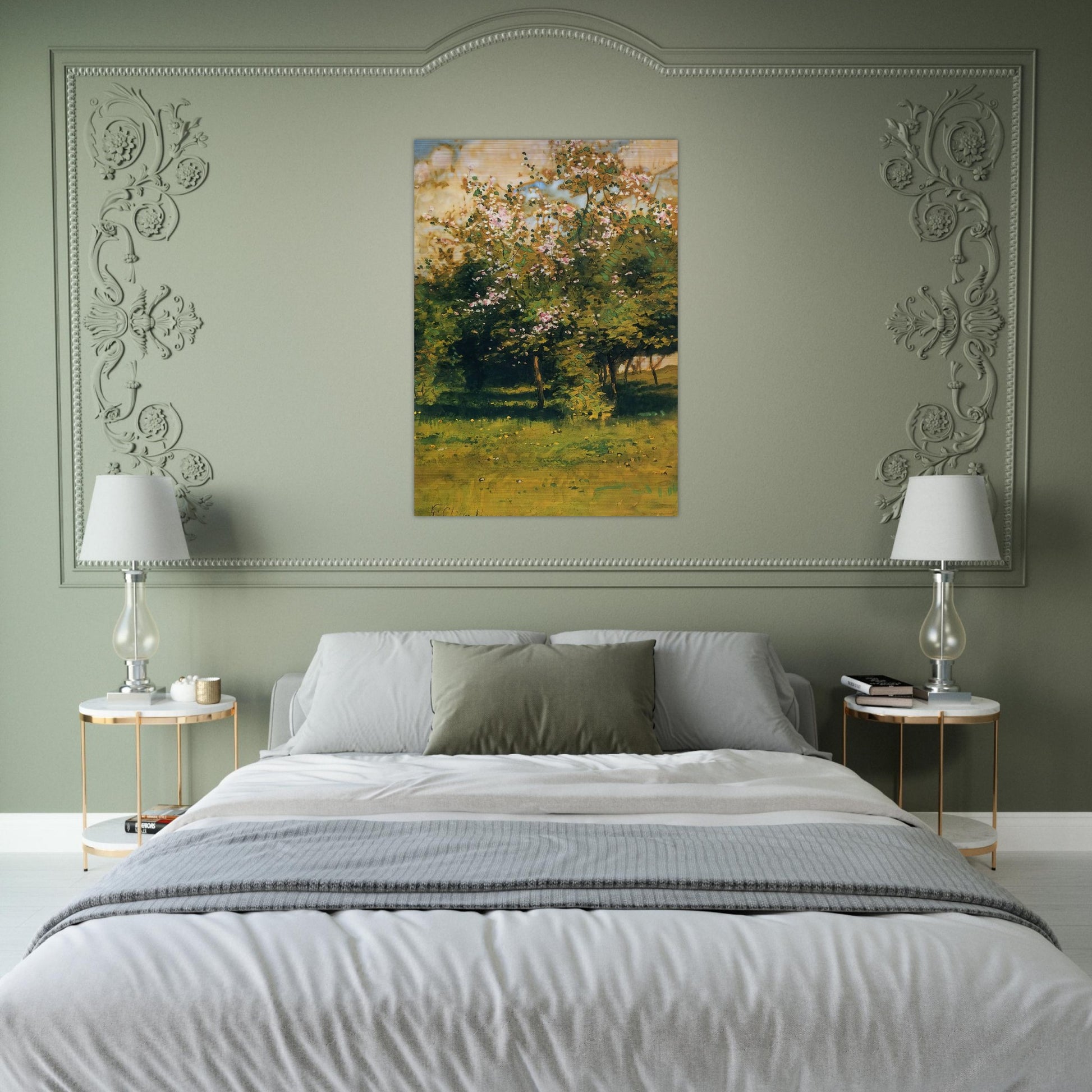 Blossoming Trees - Childe Hassam Brushed Aluminum Print - 70x100 cm / 28x40 inches | Childe Hassam Aluminum Print | Childe Hassam Prints