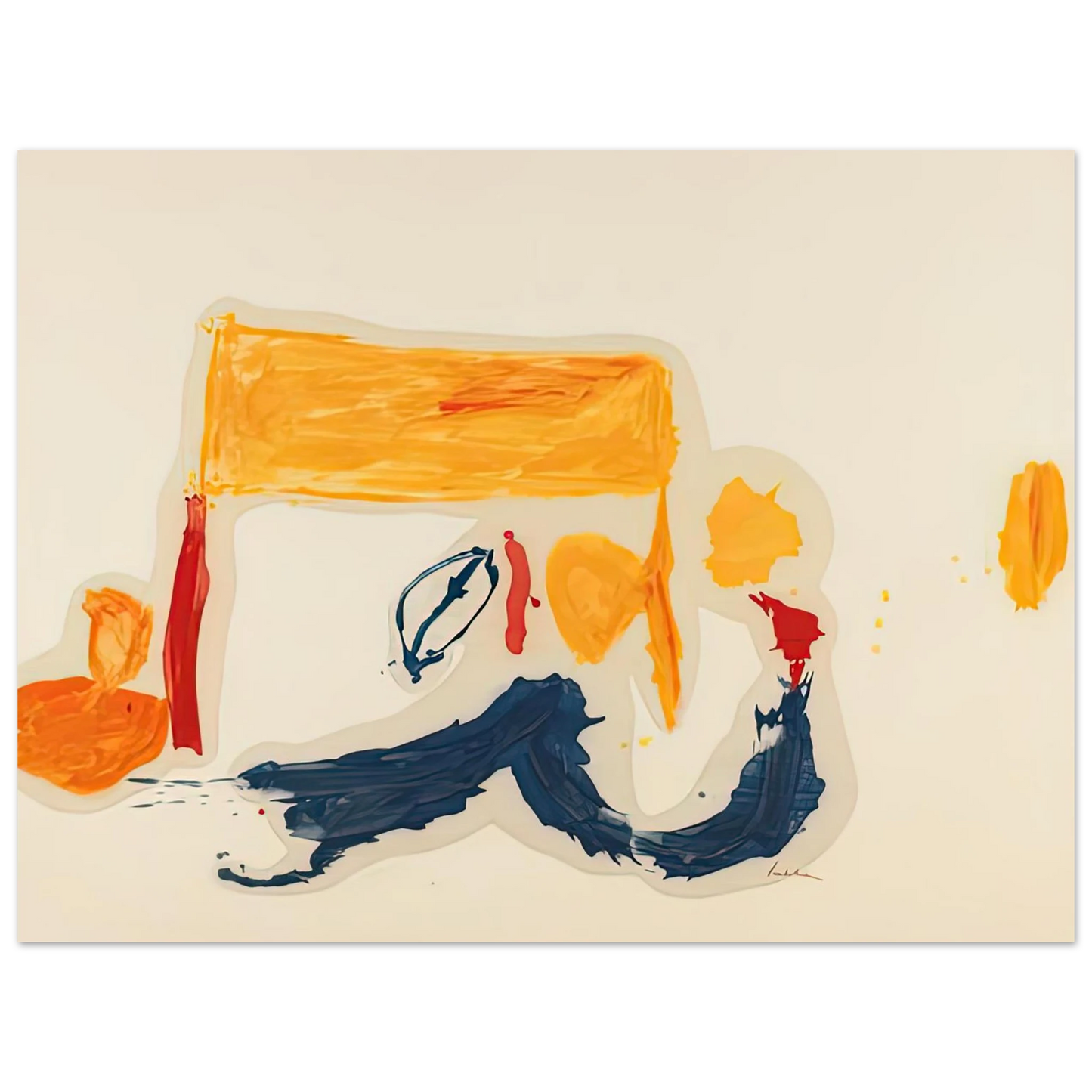 Helen Frankenthaler - Yellow Games, 1962- Wall Art - 21x29.7 cm / 8x12" - Premium Wooden Framed Poster With Fine Art Paper-canvas - Wood frame