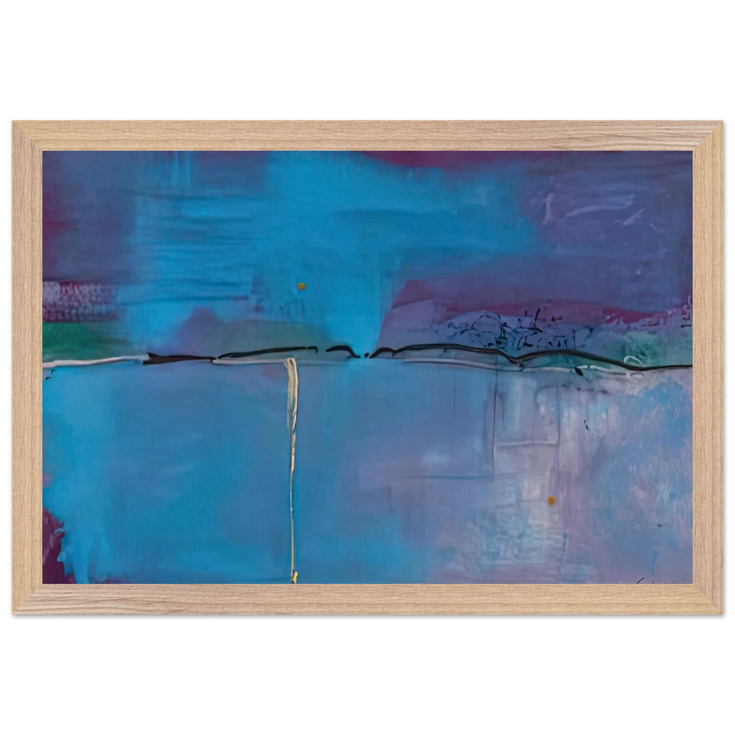 Helen Frankenthaler - Zone Blue, 1994- Wall Art - 21x29.7 cm / 8x12" - Premium Wooden Framed Poster With Fine Art Paper-canvas - Black frame