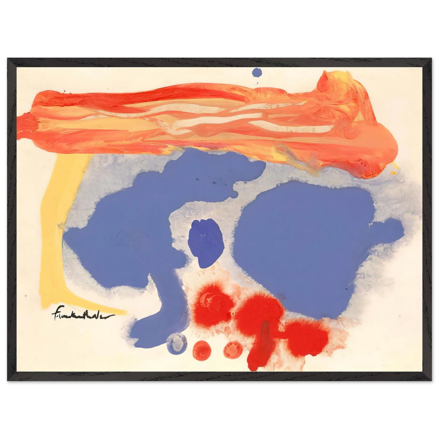 Helen Frankenthaler - Summerscene, Provincetown - 1961 Wall art - 20x25 cm / 8x10 inches - Premium Wooden Framed Poster With Fine Art Paper-canvas - White frame