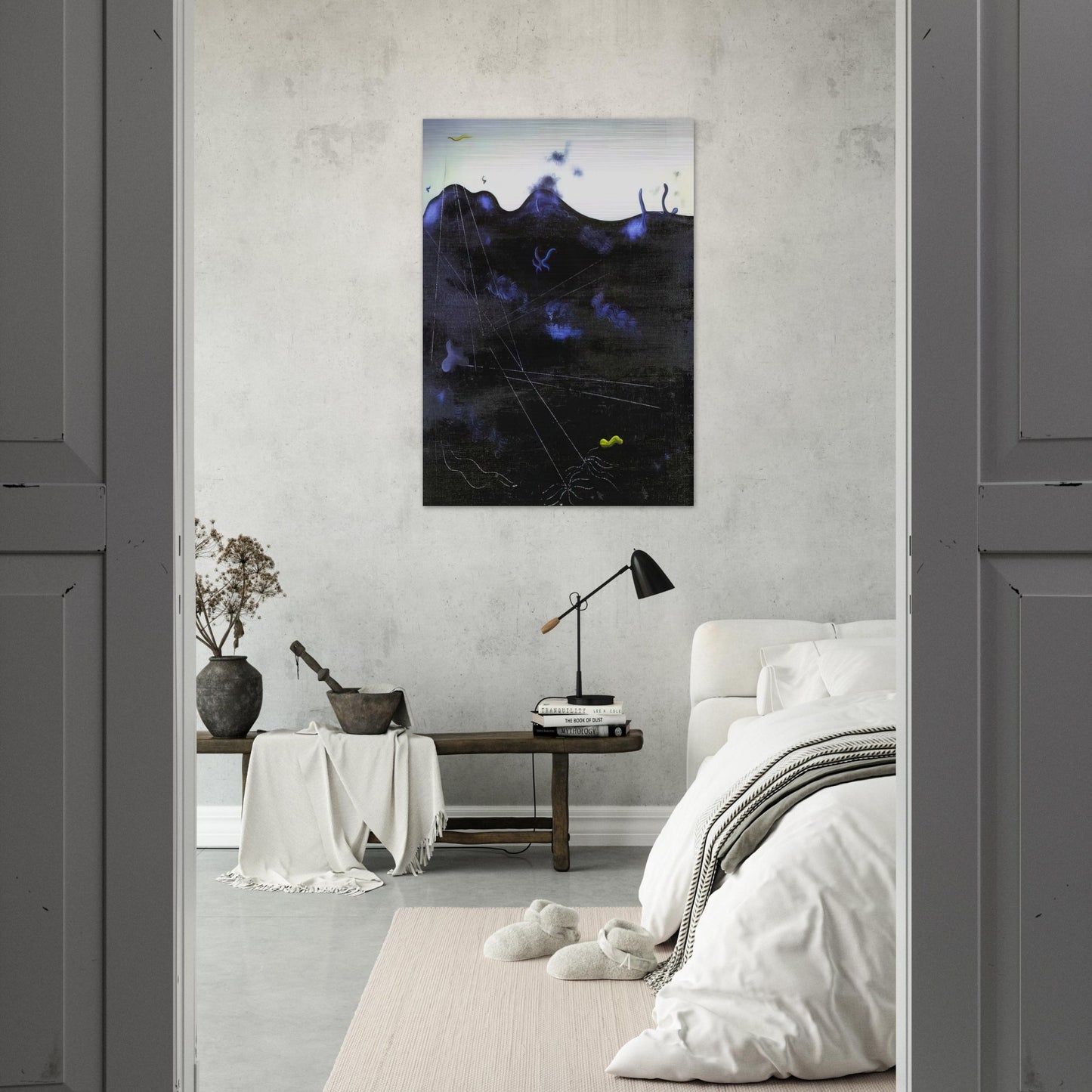 Blue Bed - Yves Tanguy Brushed Aluminum Print - 70x100 cm / 28x40 inches | Yves Tanguy Aluminum Print | Yves Tanguy Prints