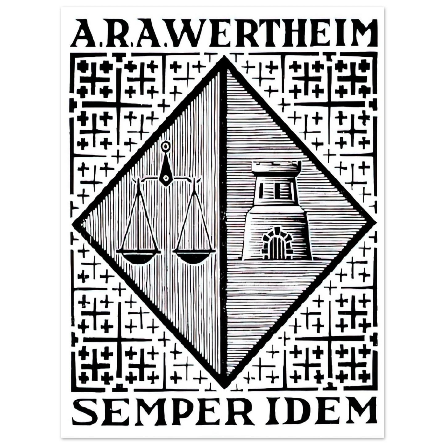 MC Escher - BOOKPLATE A R A WERTHEIM Wall Art - 21x29.7 cm / 8x12" - Fine Art Poster-canvas - -