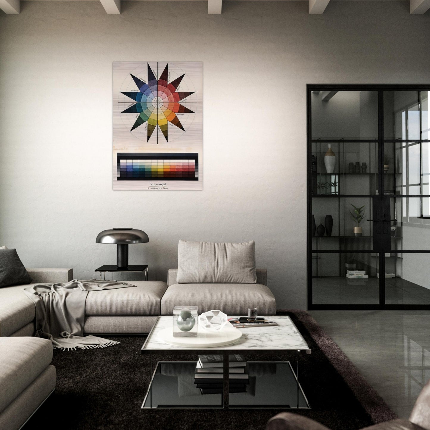 Farbenkugel in 7 Lichtstufen und 12 Tönen - 1921 - Johannes Itten Brushed Aluminum Print - 70x100 cm / 28x40 inches | Johannes Itten Aluminum Print | Johannes Itten Prints