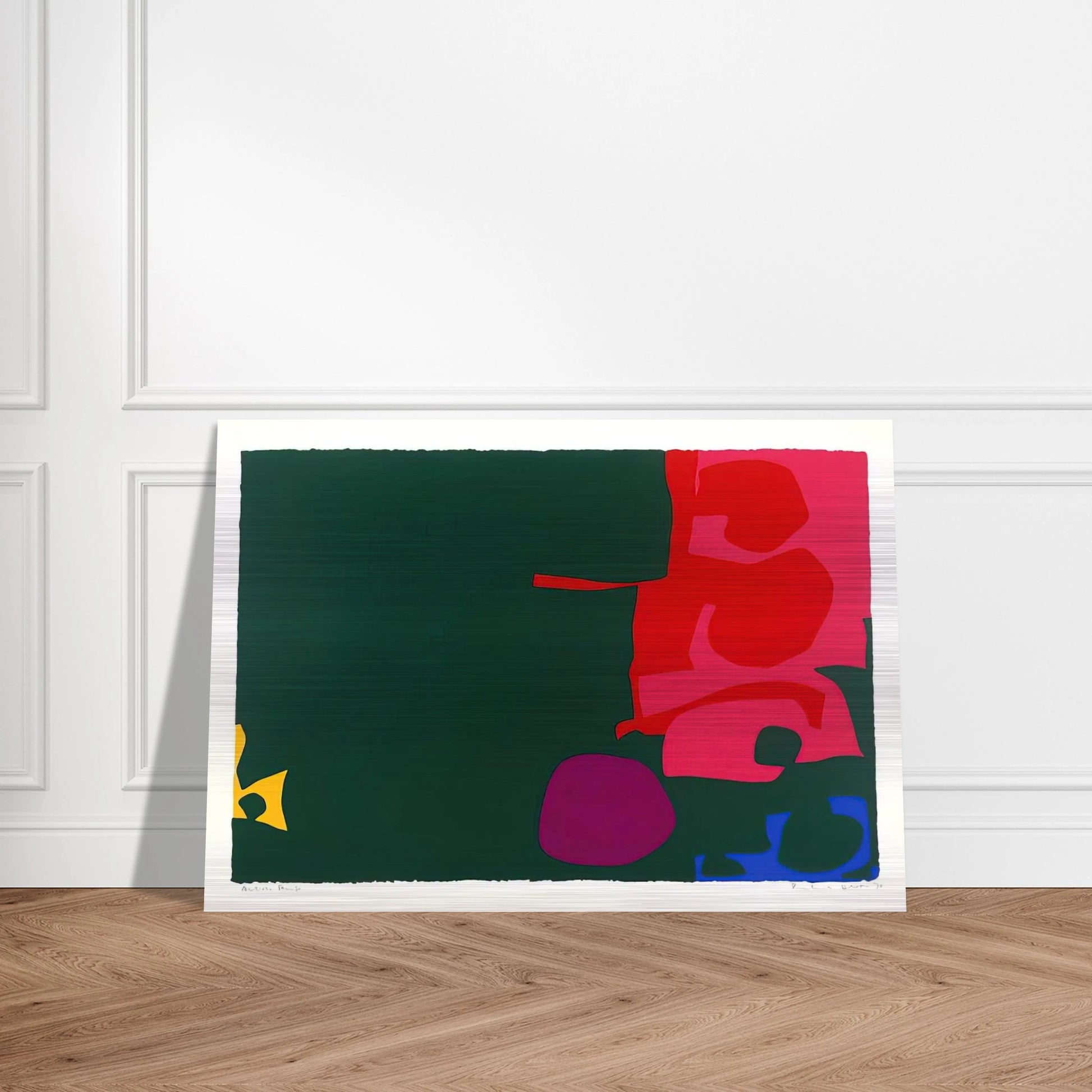 Interlocking Scarlet and Pink in Deep Green - 1970 - Patrick Heron Brushed Aluminum Print - 70x100 cm / 28x40 inches | Patrick Heron Aluminum Print | Patrick Heron Prints