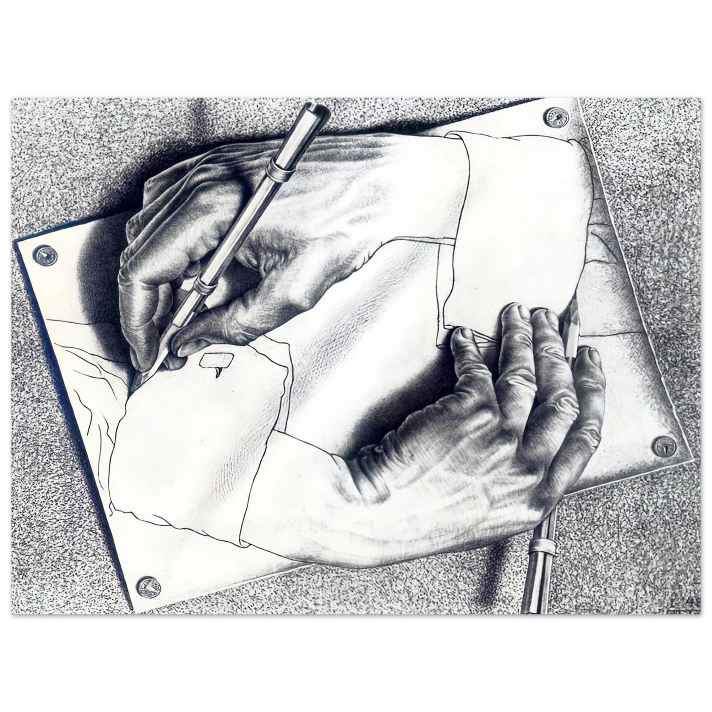 MC Escher - DRAWING HANDS Wall Art - 21x29.7 cm / 8x12" - Fine Art Poster-canvas - -