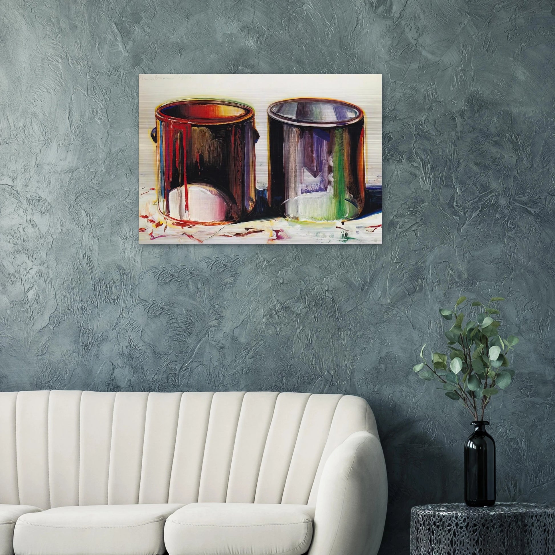 Two Paint Cans - 1987 - Wayne Thiebaud Brushed Aluminum Print - 70x100 cm / 28x40 inches | Wayne Thiebaud Aluminum Print | Wayne Thiebaud Prints