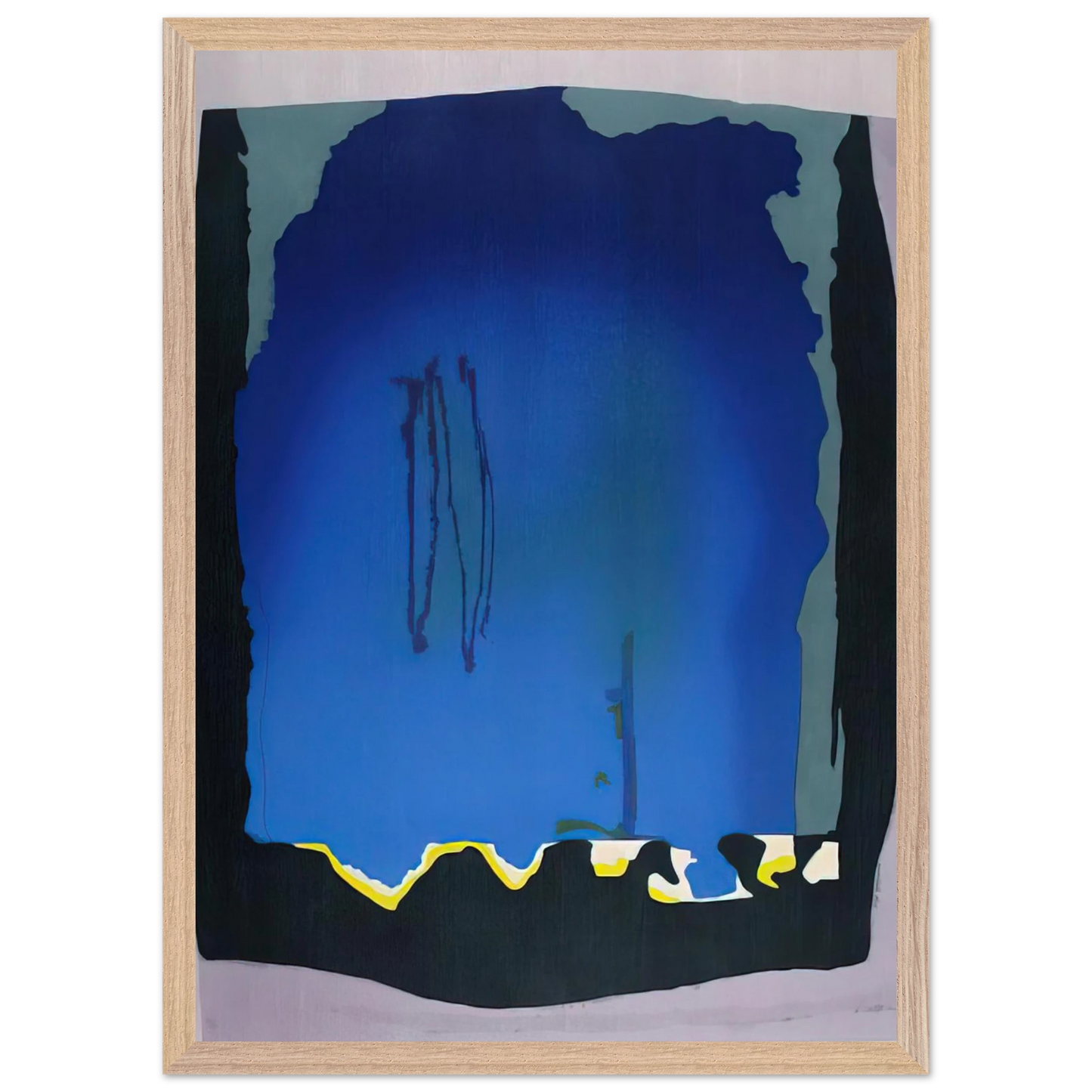 Helen Frankenthaler - Freefall - 1992 Wall art - 30x45 cm / 12x18 inches - Premium Wooden Framed Poster With Fine Art Paper-canvas - White frame
