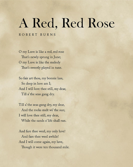 A Red, Red Rose by Robert Burns - Fine Art Print | RedKalion