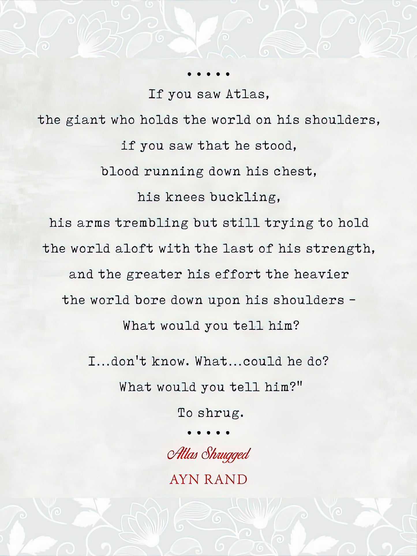 Atlas Shrugged Quotes Art Print | Premium Fine Art Print | RedKalion