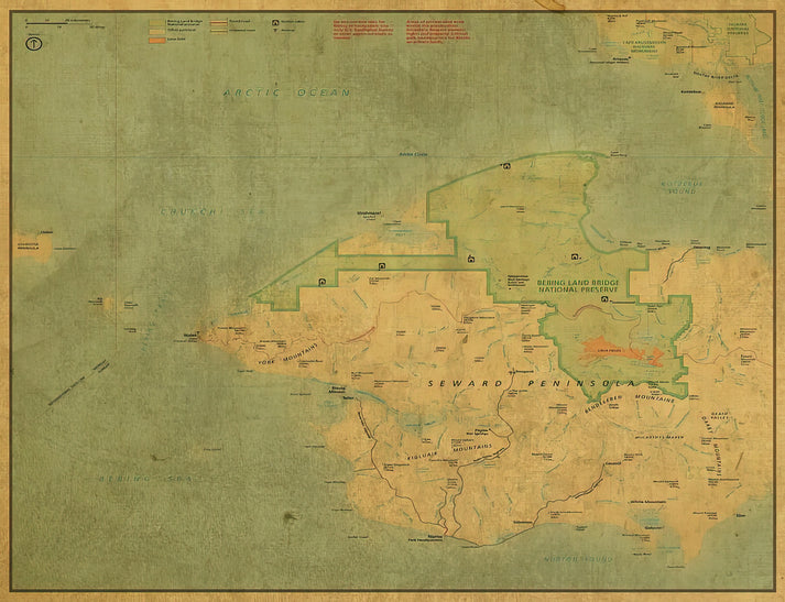 Bering Land Bridge National Preserve Vintage Map Art Print | RedKalion