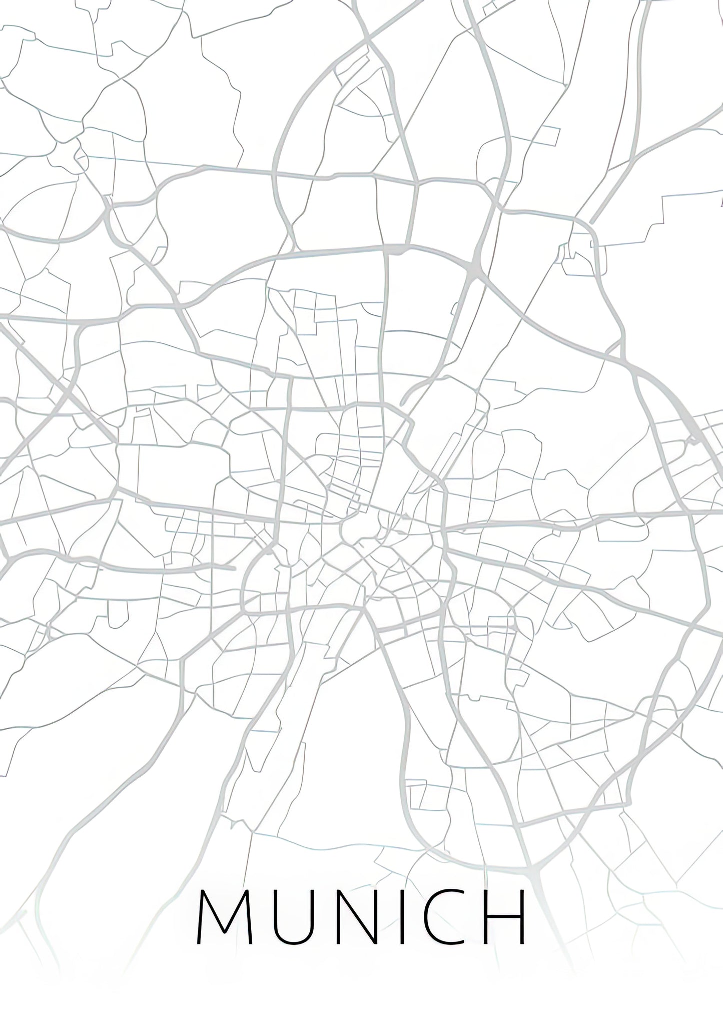 City Map of Munich Germany Art Print | Black & White Street Series | RedKalion