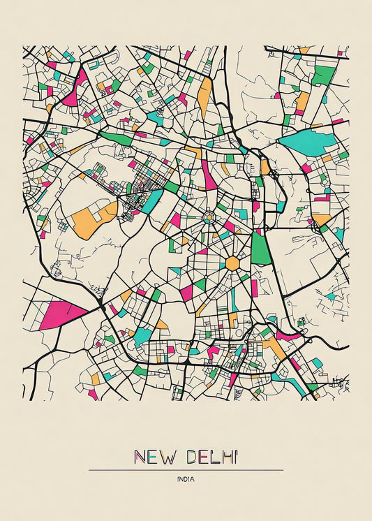 City Map of New Delhi India Art Print | RedKalion