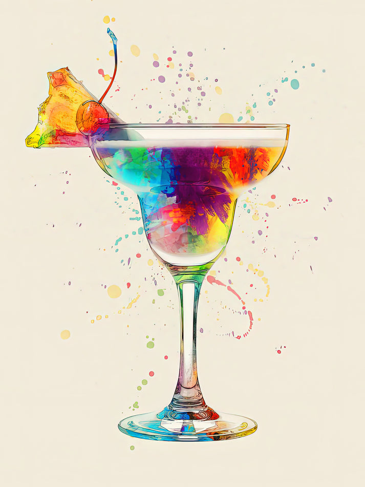Cocktail Artwork: Watercolor Glass Drinks Fine Art Print | RedKalion