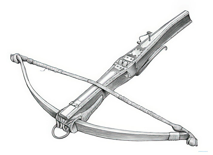 Crossbow Drawing Art Print | Premium Historical Weapon Illustration | RedKalion