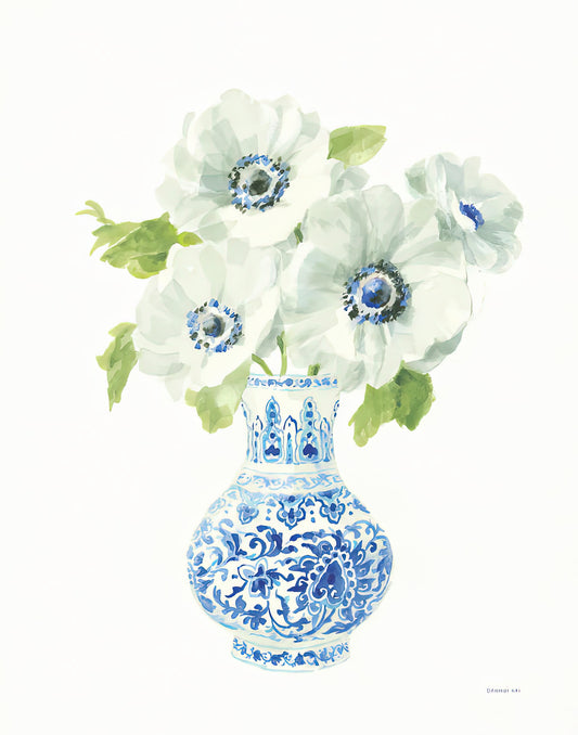 Danhui Nai Floral Chinoiserie White I Fine Art Print | RedKalion