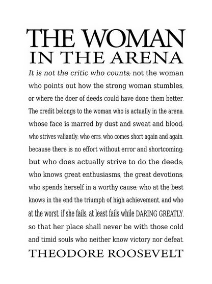 Daring Greatly Quote Art Print: Theodore Roosevelt's Arena Speech | RedKalion