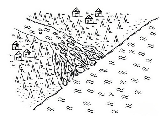 Delta Drawing Art Print | Premium Geographic Feature Fine Art Print | RedKalion