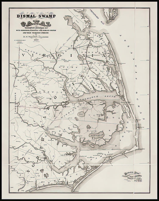 Dismal Swamp on Map: 1867 Virginia & North Carolina Vintage Art Print | RedKalion