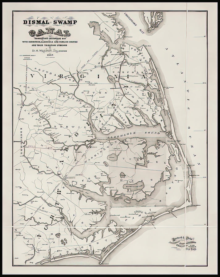 Dismal Swamp on Map: 1867 Virginia & North Carolina Vintage Art Print | RedKalion