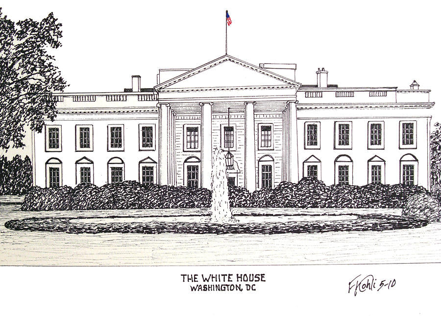Drawing of the White House Art Print | Premium Fine Art Print | RedKalion
