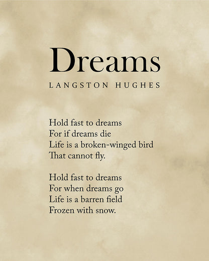 Dreams Poem by Langston Hughes - Vintage Typography Art Print | RedKalion