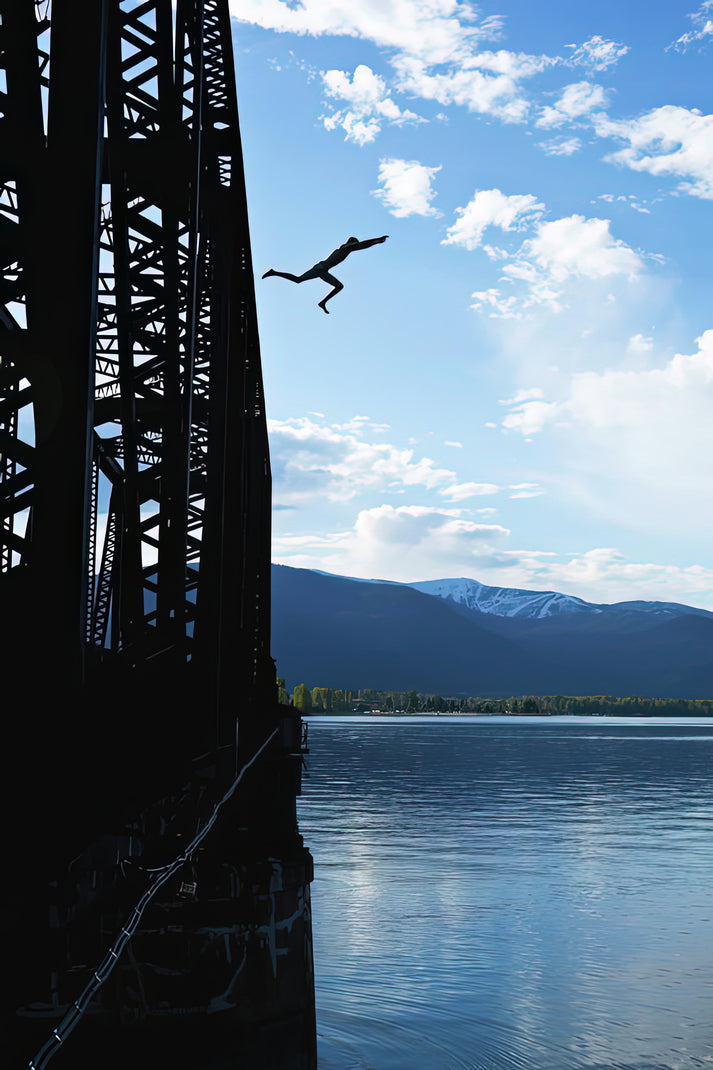 Guy Jumping Off a Bridge Fine Art Print | RedKalion