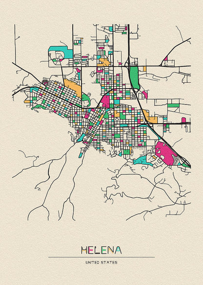 Helena, Montana City Map Art Print | Premium Cartographic Reproduction | RedKalion