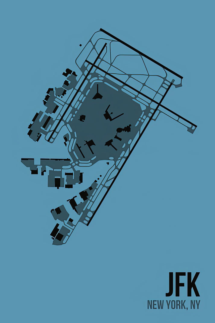JFK Terminal Layout Art Print | Vintage Airport Blueprint | RedKalion
