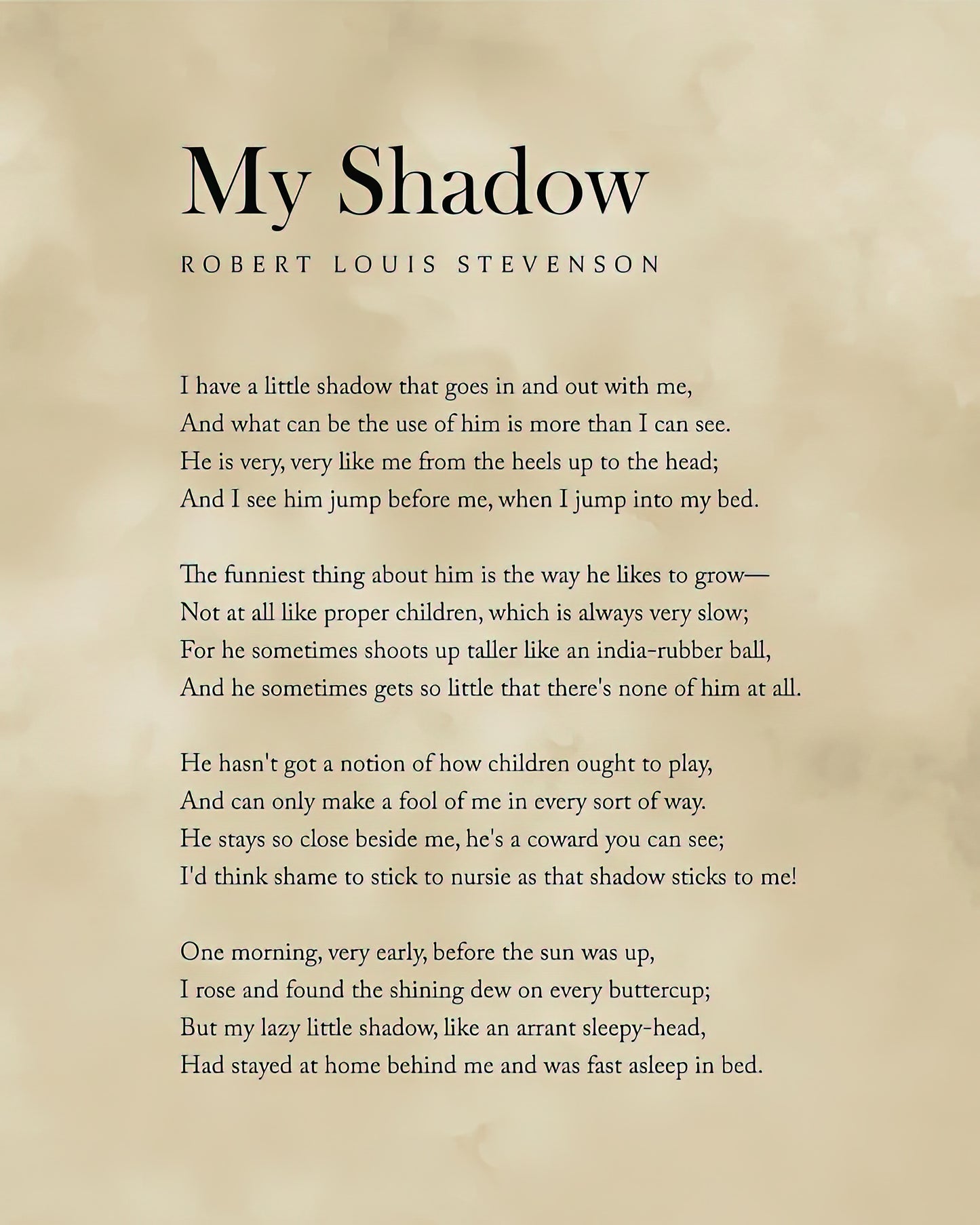 Louis Stevenson Poems Art Print | My Shadow Typography | RedKalion