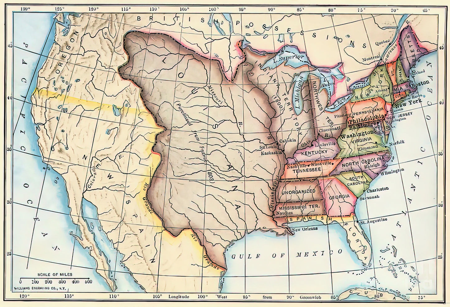 Louisiana Purchase Map 1803 Art Print | Historical United States Map | RedKalion