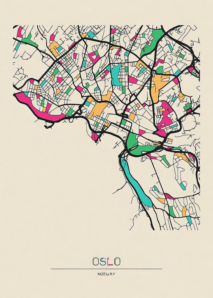 Oslo, Norway City Map Art Print | RedKalion
