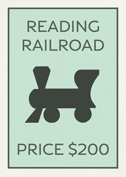 Reading Railroad Monopoly Art Print | Vintage Board Game Theme | RedKalion
