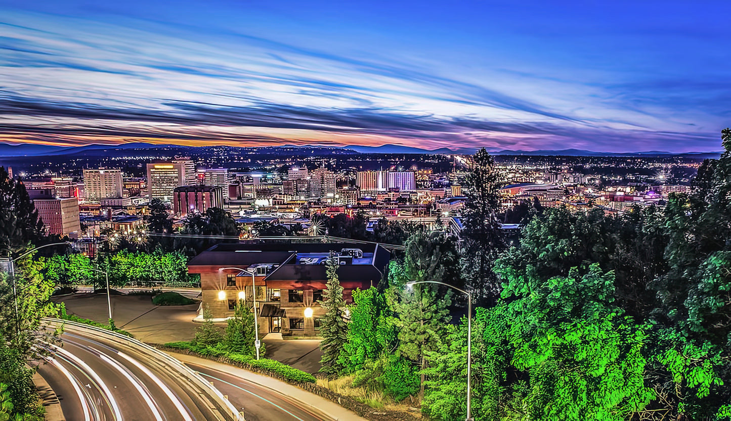 Spokane Washington Skyline Art Print | Panoramic View of Downtown Cityscape | RedKalion