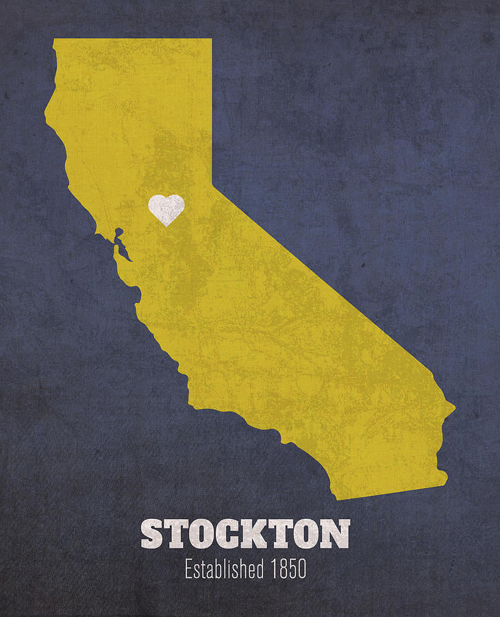 Stockton California Map Art Print | Vintage City Map Founded 1850 | RedKalion