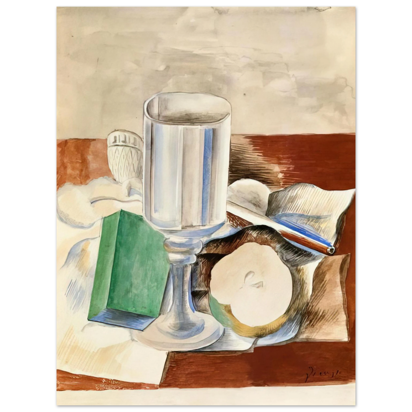 Pablo Picasso - Still life with a Glass and an Apple - 1914  75x100 cm / 30x40inches Fine Art Poster