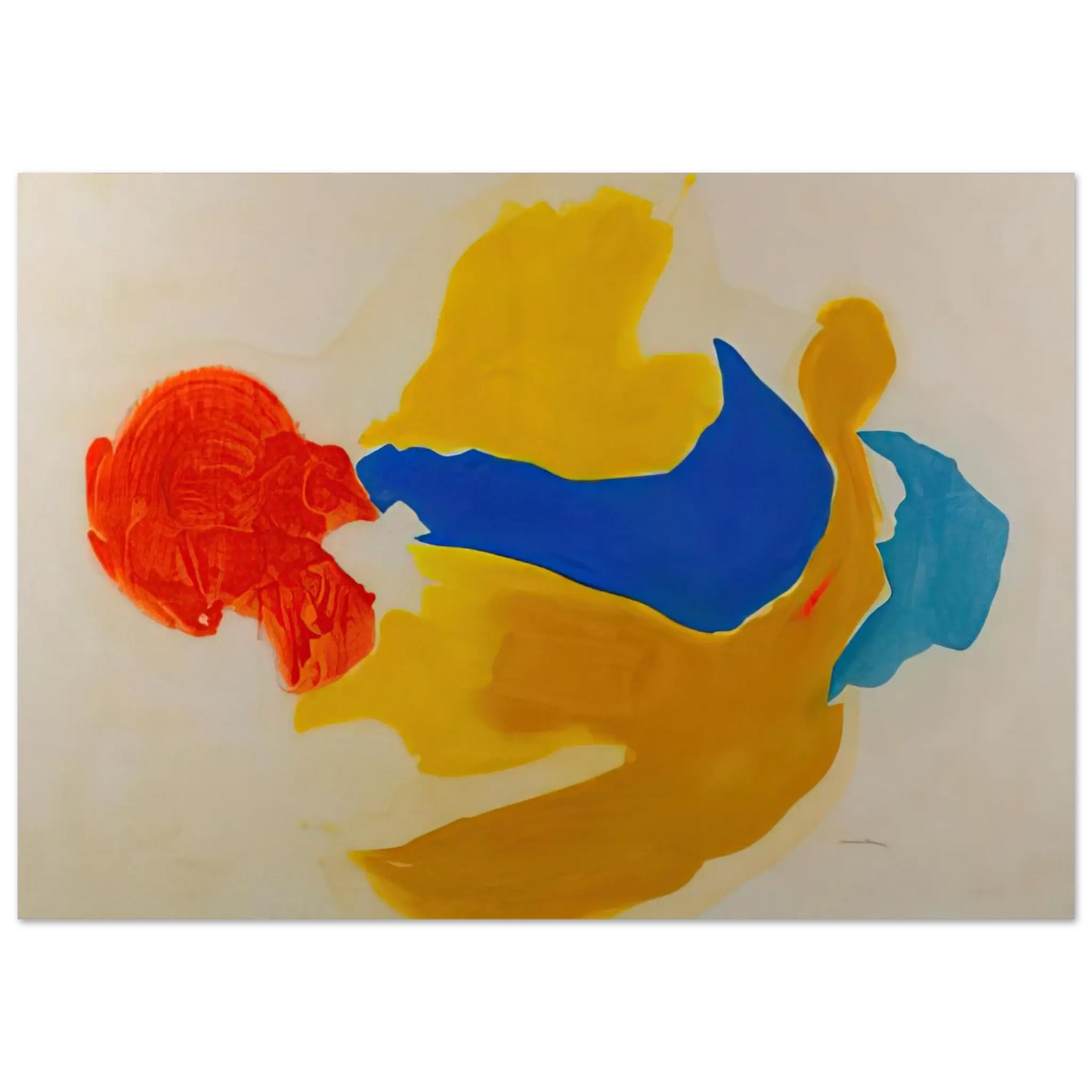 Helen Frankenthaler - Blue Jay - 1963  United States Wall art - 13x18 cm / 5x7 Inches - Premium Wooden Framed Poster With Fine Art Paper - Wood frame