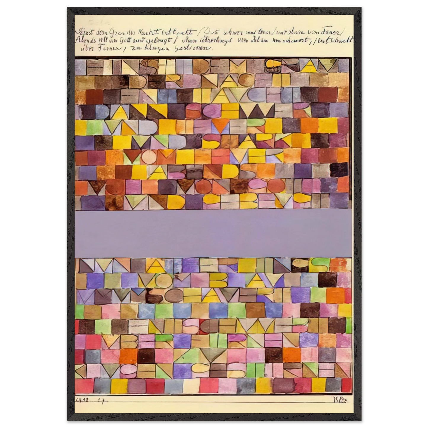 ONCE EMERGED FROM THE GRAY OF NIGHT 1918 - Paul Klee 70x100 cm / 28x40 inches Framed Art Print – Black Wooden Frame