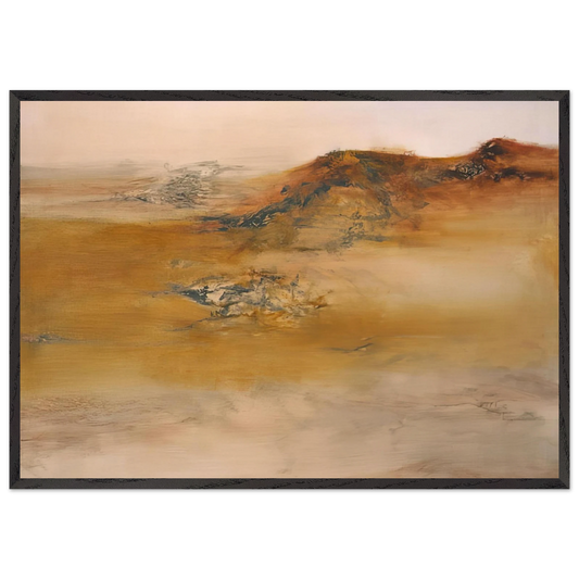 19 10 2001 2001 - Zao Wou-Ki 70x100 cm / 28x40 inches Framed Art Print – Black Wooden Frame