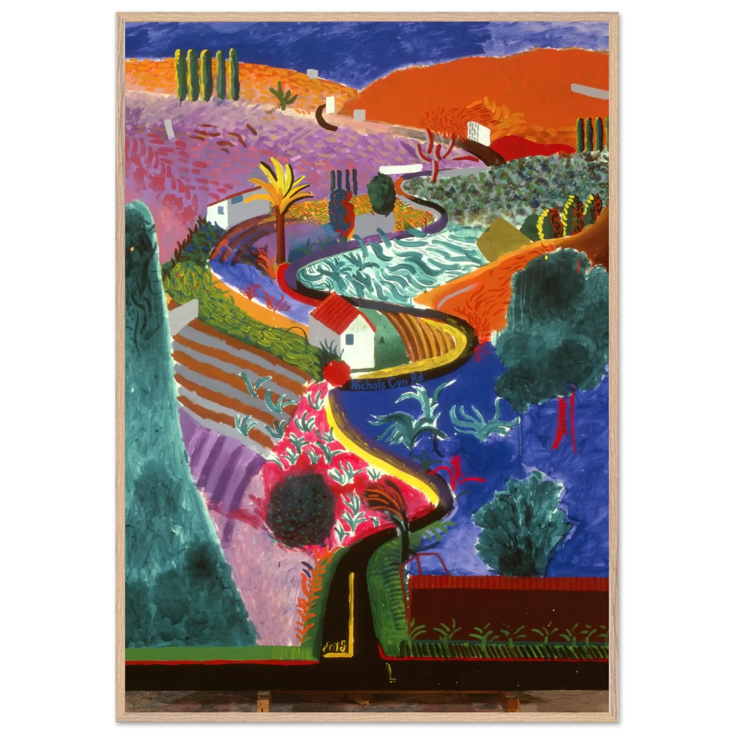 David Hockney - David Hockney Wall art - 60x80 cm / 24x32 inches - Premium Wooden Framed Poster With Fine Art Paper - White frame