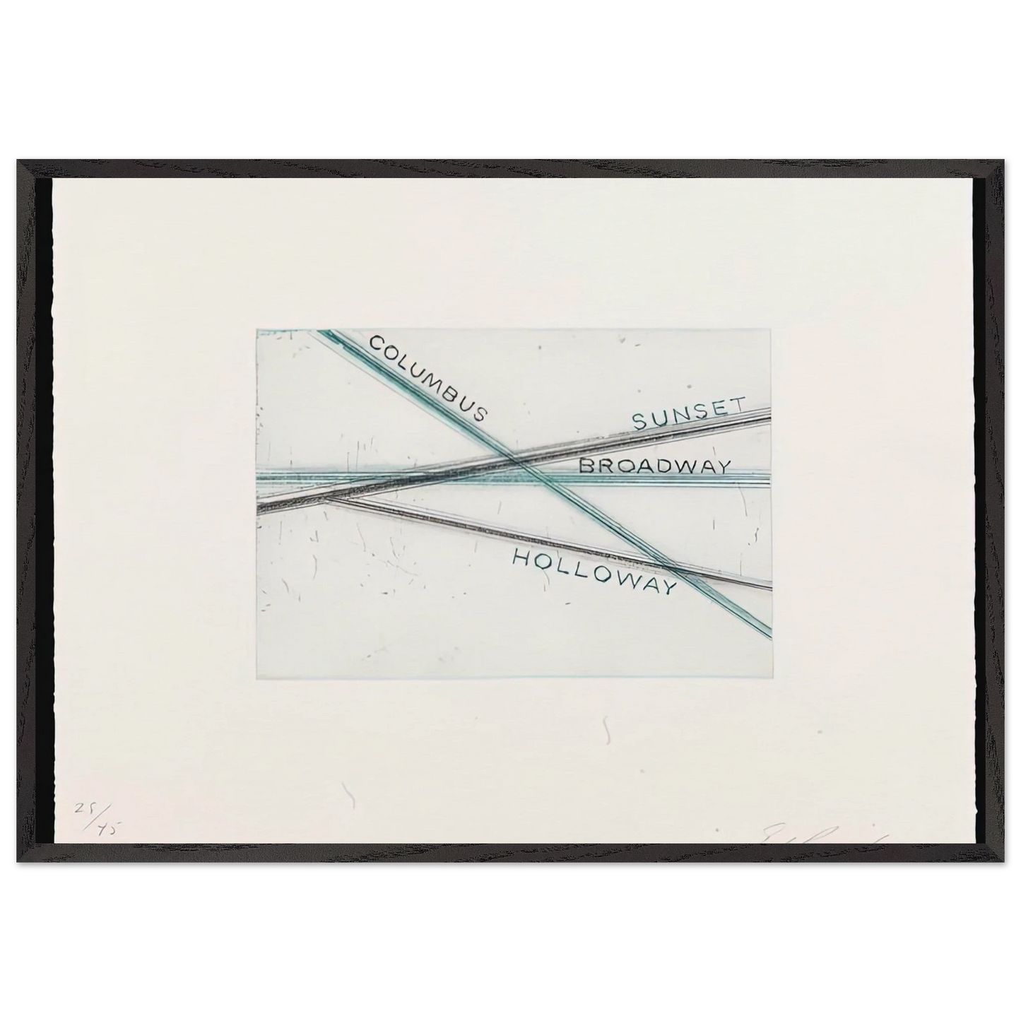 SUNSET FROM LOS FRANCISCO SAN ANGELES PORTFOLIO - Edward Ruscha 70x100 cm / 28x40 inches Framed Art Print – Black Wooden Frame