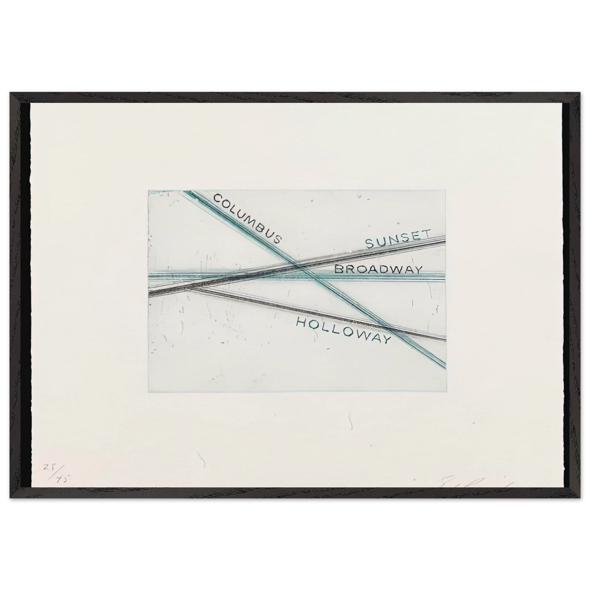 SUNSET FROM LOS FRANCISCO SAN ANGELES PORTFOLIO - Edward Ruscha 70x100 cm / 28x40 inches Framed Art Print – Black Wooden Frame
