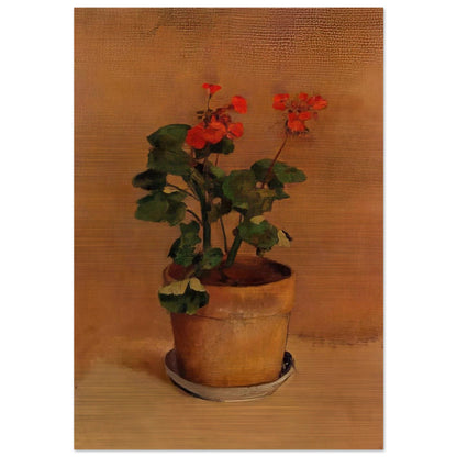 A POT OF GERANIUMS - Odilon Redon Brushed Aluminum Print - 70x100 cm / 28x40 inches | Odilon Redon Aluminum Print | Odilon Redon Prints