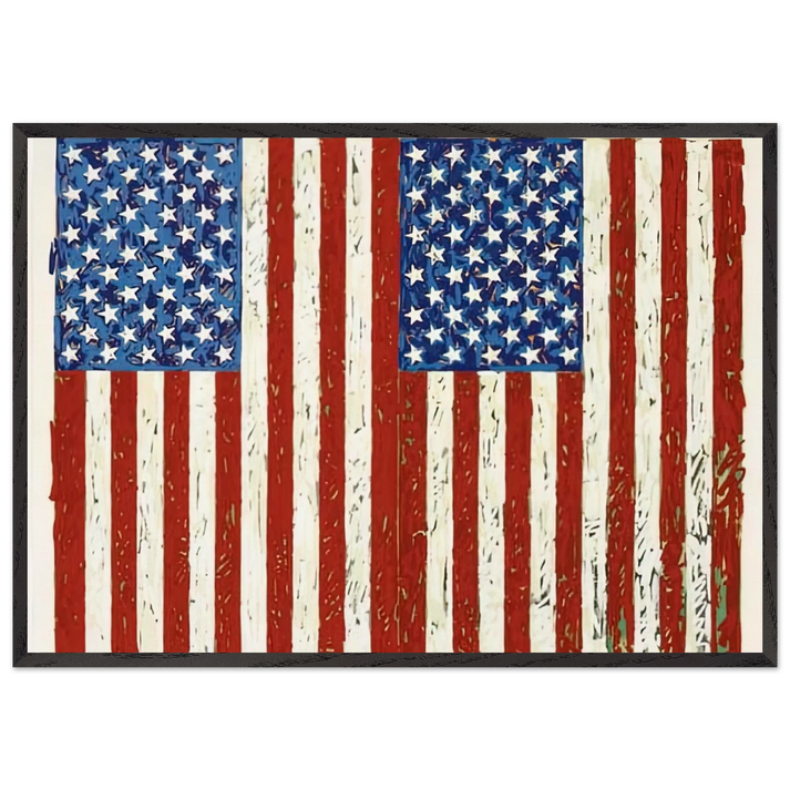 FLAGS I ULAE 128 - Jasper Johns 70x100 cm / 28x40 inches Framed Art Print – Black Wooden Frame