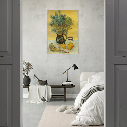 Still Life Majolica Jug with Wildflowers - Vincent van Gogh Brushed Aluminum Print - 70x100 cm / 28x40 inches | Vincent van Gogh Aluminum Print | Vincent van Gogh Prints