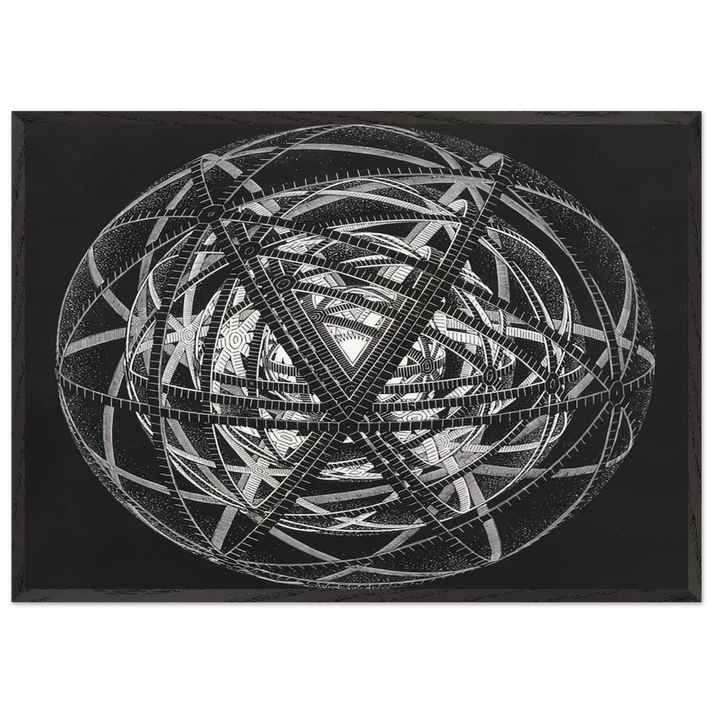 CONCENTRIC RINDS - MC Escher 70x100 cm / 28x40 inches Framed Art Print – Black Wooden Frame | Maurits Cornelis Escher Prints