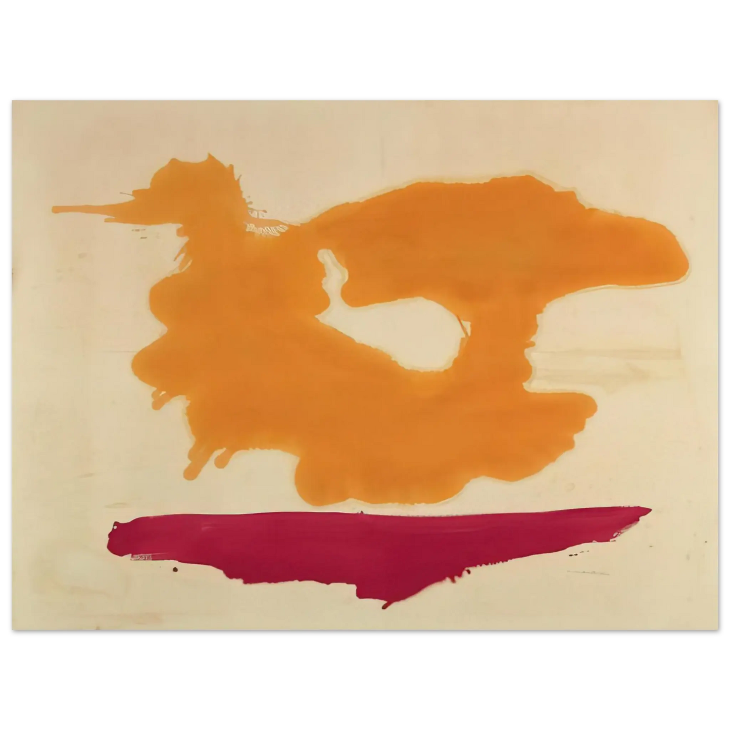 Helen Frankenthaler - Only Orange - 1963 Wall art - 60x80 cm / 24x32 Inches - Premium Wooden Framed Poster With Fine Art Paper - White frame