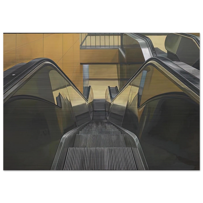 ESCALATOR 1970 - Richard Estes Brushed Aluminum Print - 70x100 cm / 28x40 inches | Richard Estes Aluminum Print | Richard Estes Prints